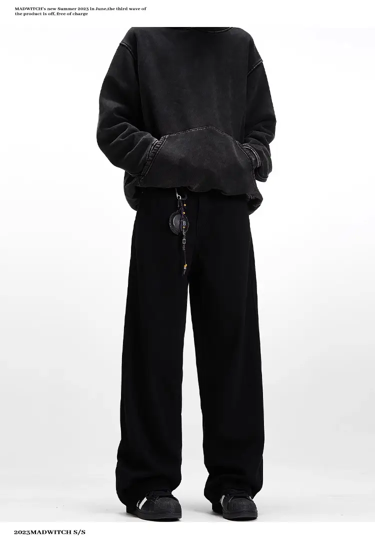 Men's Embroidered Black Straight Jeans Autumn Winter — feature 10