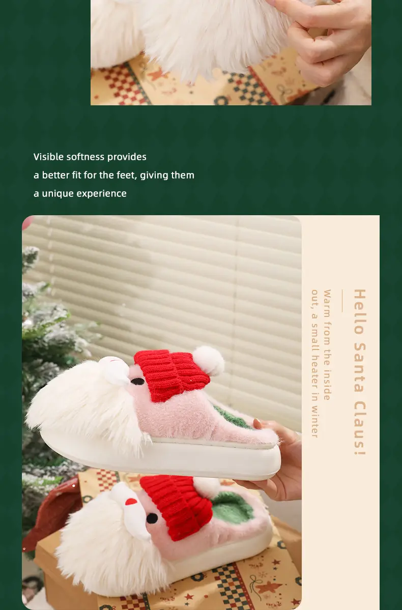 Nanbo Wan Cotton Slippers Women's Autumn and Winter New Cute Santa Claus Indoor Home Warm Plush Slippers for Foreign Trade — feature 13