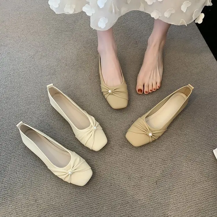 French Style Low Heel Mary Jane Shoes Women's Flat All-match Skirt