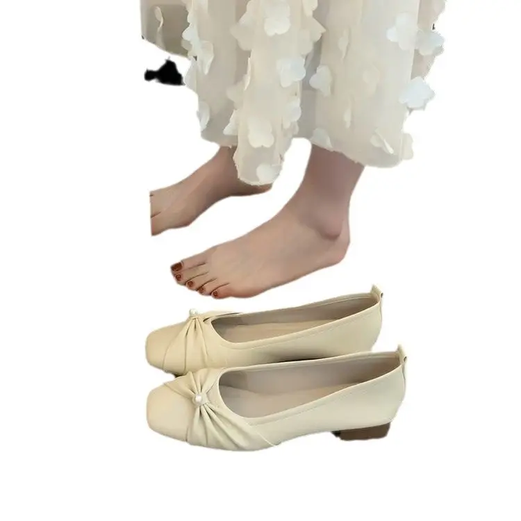 French Style Low Heel Mary Jane Shoes Women's Flat All-match Skirt