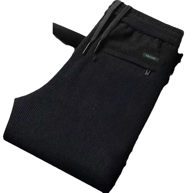 Men's Fleece Lined Plus Size Casual Pants Black - Image 7