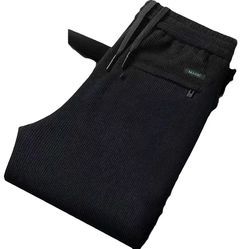 Men's Fleece Lined Casual Pants Black Plus Size