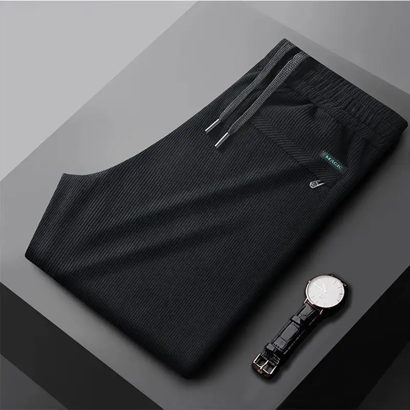 Men's Fleece Lined Casual Pants Black Plus Size — feature 13