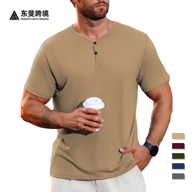 Men V-Neck Sweat-Wicking T-Shirt Maroon - Image 7