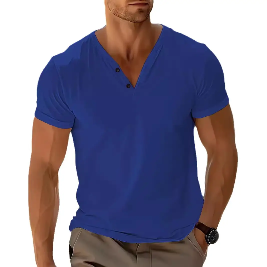 Men V-Neck Sweat-Wicking T-Shirt Maroon - Image 9
