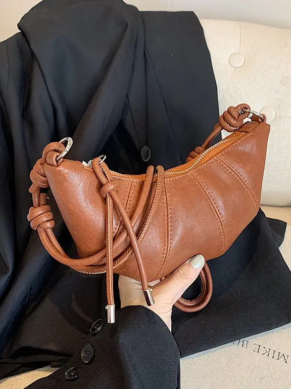 Black Leather Shoulder Bag for Women 2024