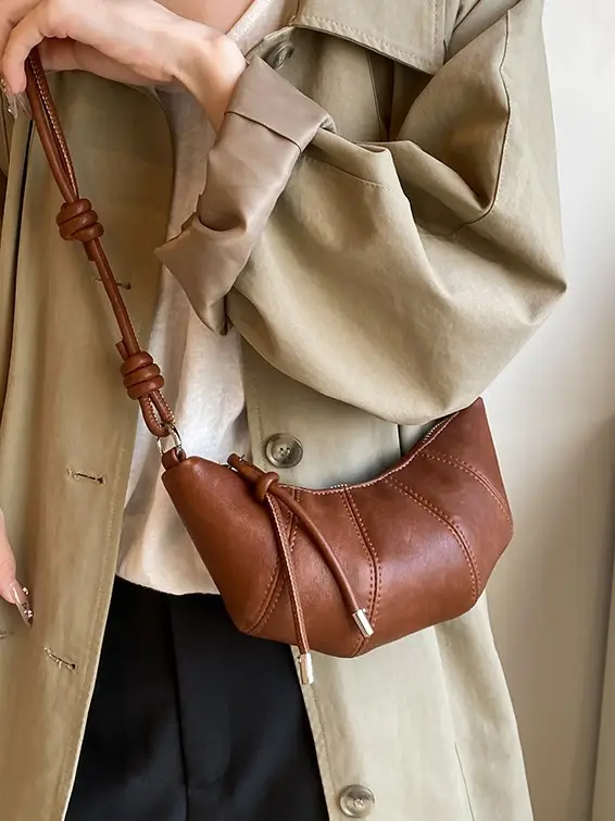 Black Leather Shoulder Bag for Women 2024