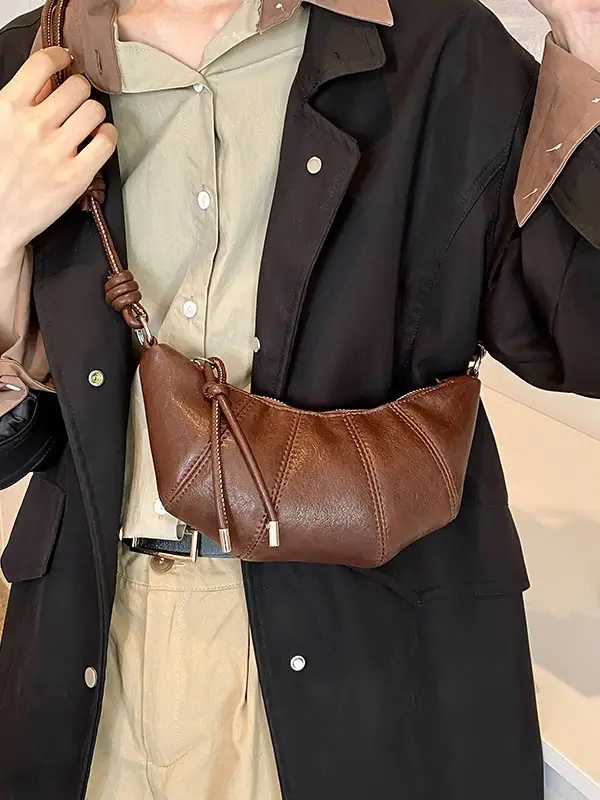 Black Leather Shoulder Bag for Women 2024