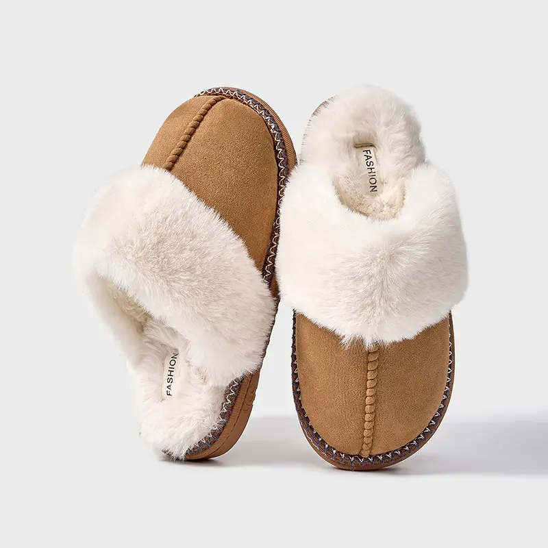 Advanced Sense Cotton Slippers Women's Autumn and Winter New Indoor Household Cotton Slippers Wearing Warm Thickened Plush Cotton Shoes