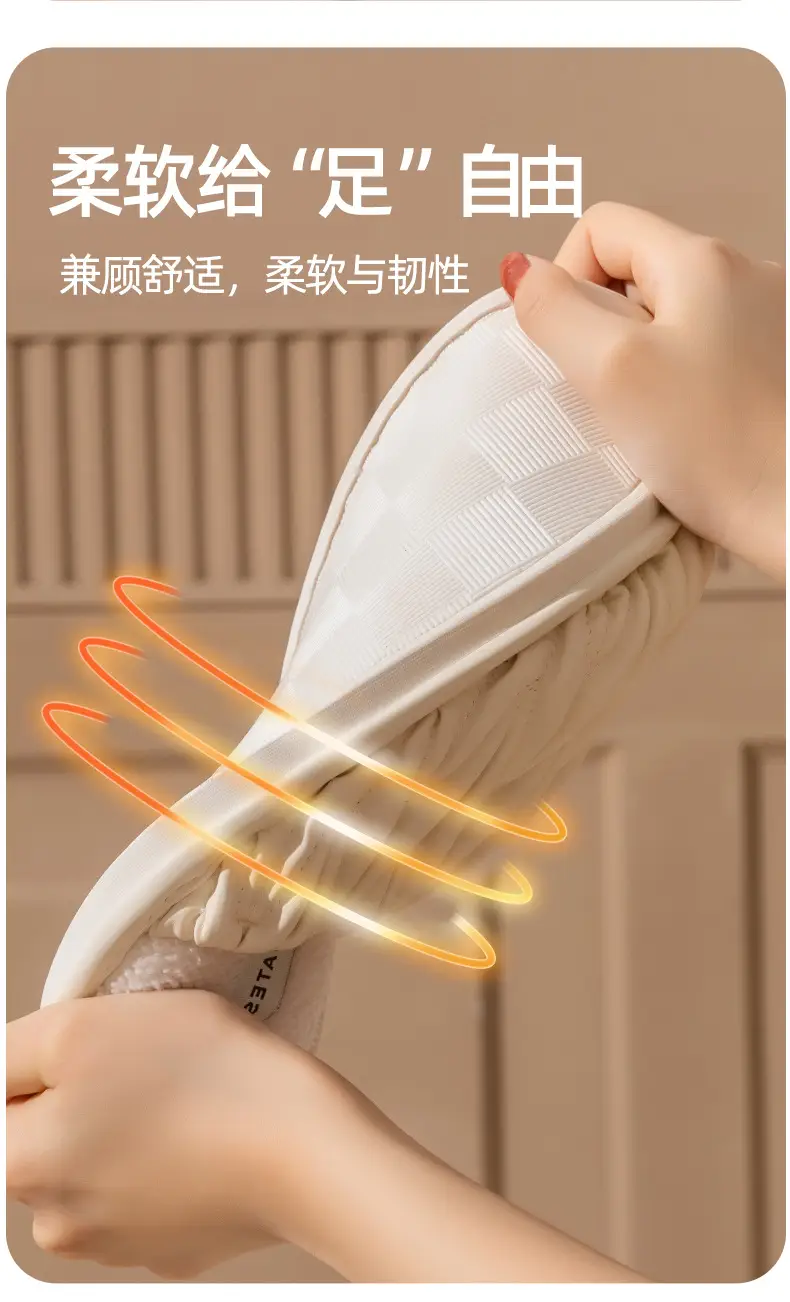 Cixi Cotton Slippers Spring and Autumn Women's Winter Home Indoor Non-slip Home Warm Couple's Winter Fur Plush Men — feature 13