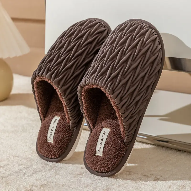 Cixi Cotton Slippers Spring and Autumn Women's Winter Home Indoor Non-slip Home Warm Couple's Winter Fur Plush Men - Image 4