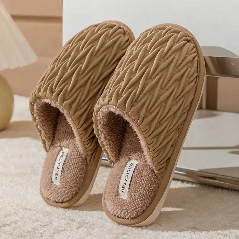 Cixi Cotton Slippers Spring and Autumn Women's Winter Home Indoor Non-slip Home Warm Couple's Winter Fur Plush Men - Image 5