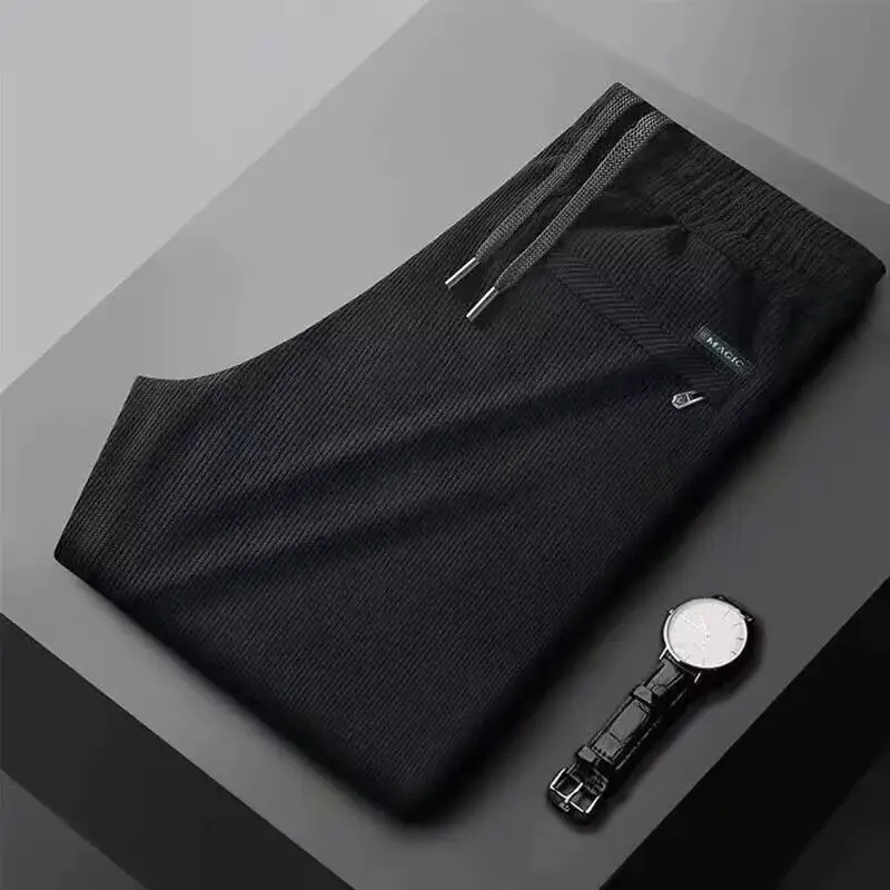 Men's Black Fleece Lined Sports Pants Corduroy - Image 3
