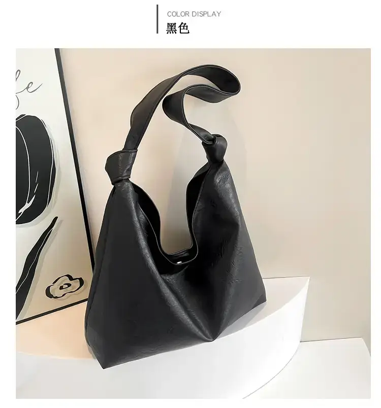 Textured Oil Leather Large Tote Bag Brown — feature 23