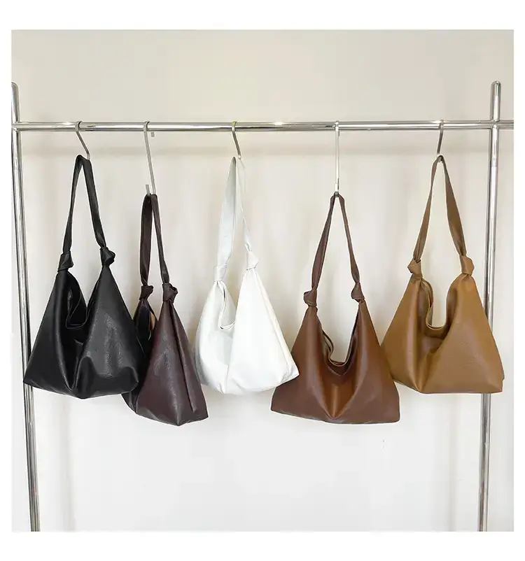 Textured Oil Leather Large Tote Bag Brown — feature 31
