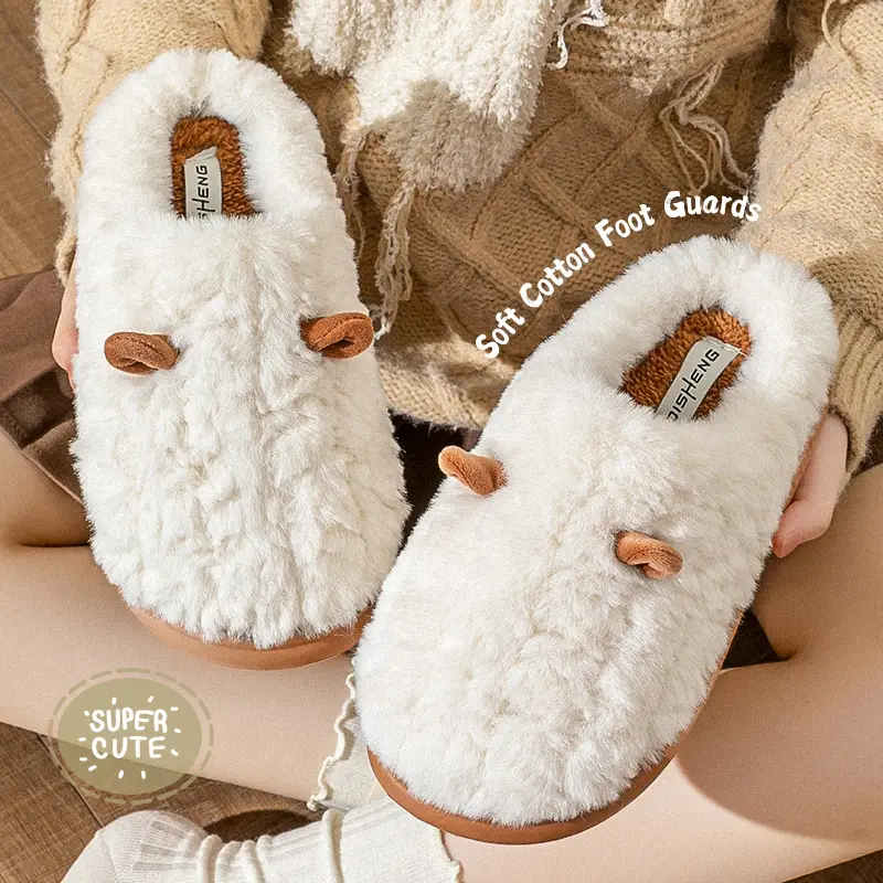 Cotton Slippers Women's Autumn and Winter Indoor Home Warm Wool Plush Thick Bottom Non-Slip Household Couple's Cotton Slippers Men's Winter