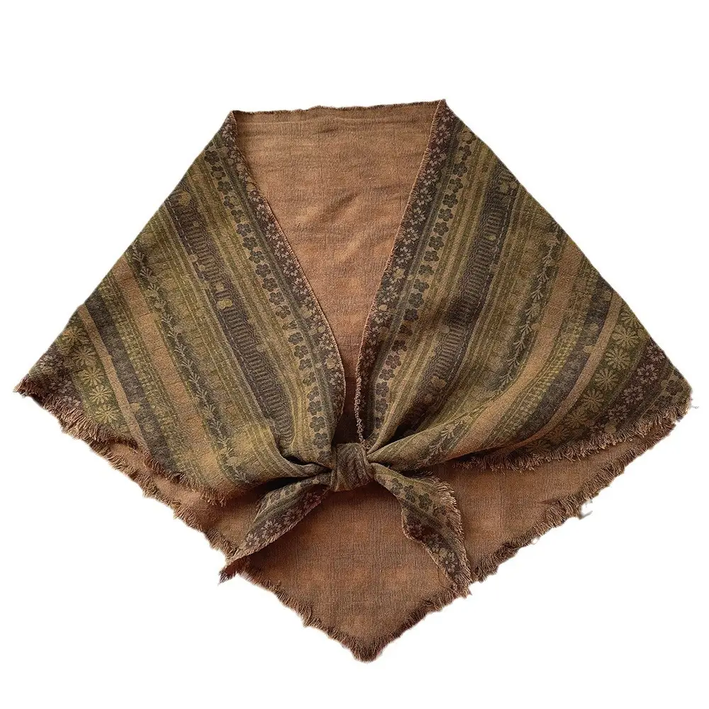 Vintage Bohemian Stacked Turban Scarf for Women Brown