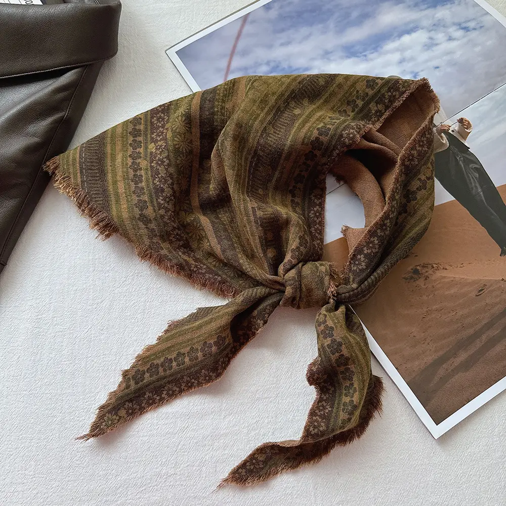 Vintage Bohemian Stacked Turban Scarf for Women Brown — feature 12