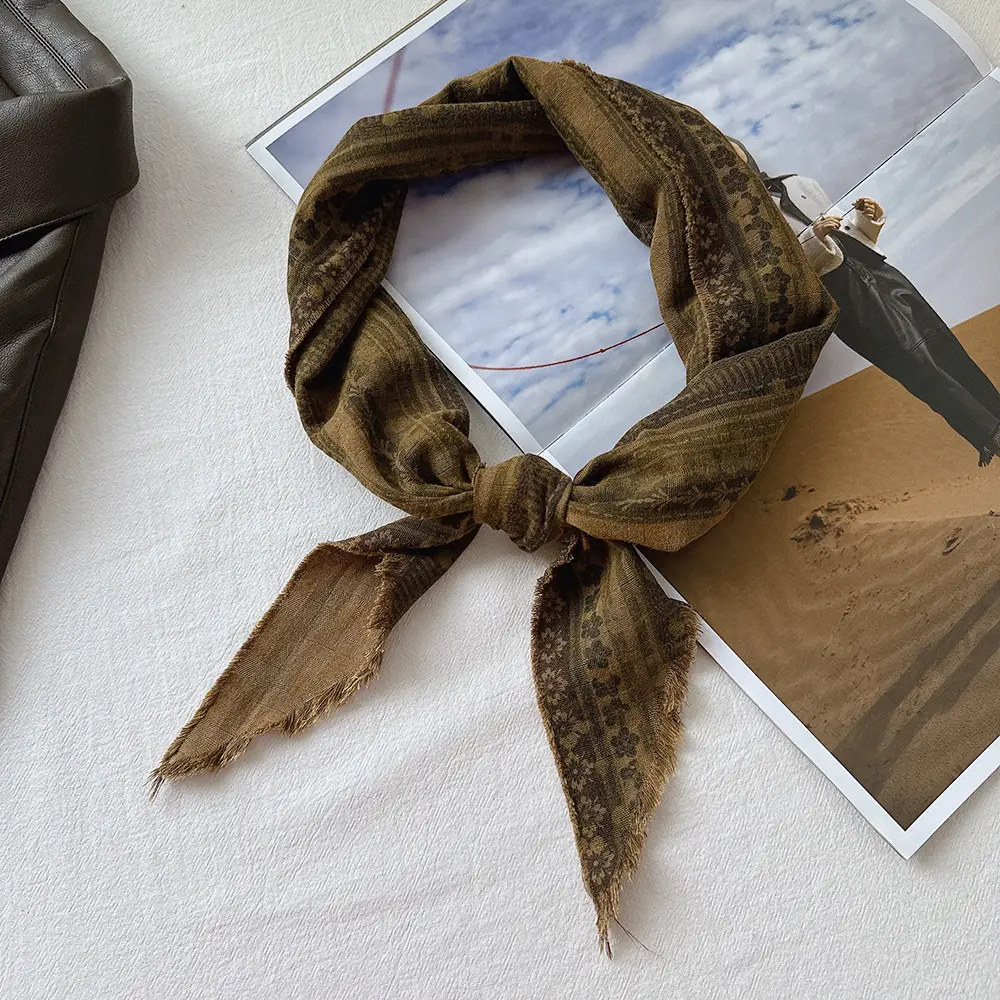 Vintage Bohemian Stacked Turban Scarf for Women Brown — feature 14