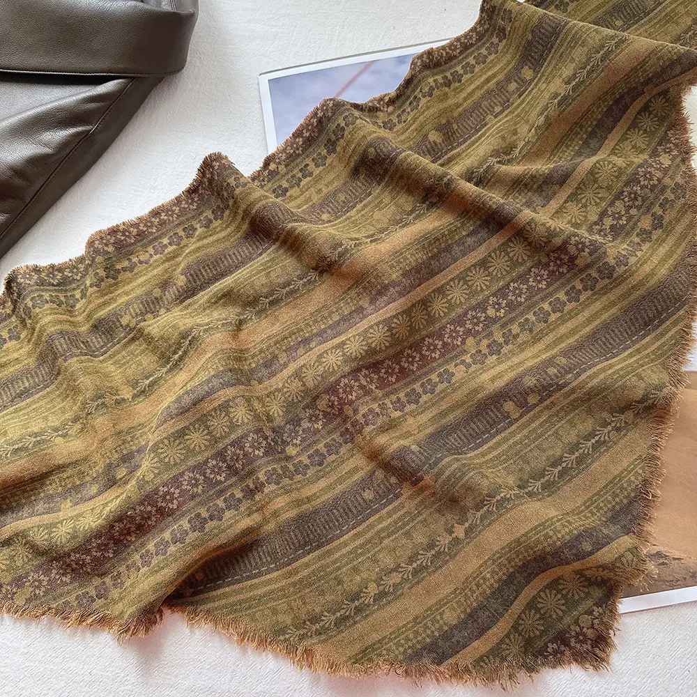 Vintage Bohemian Stacked Turban Scarf for Women Brown — feature 15