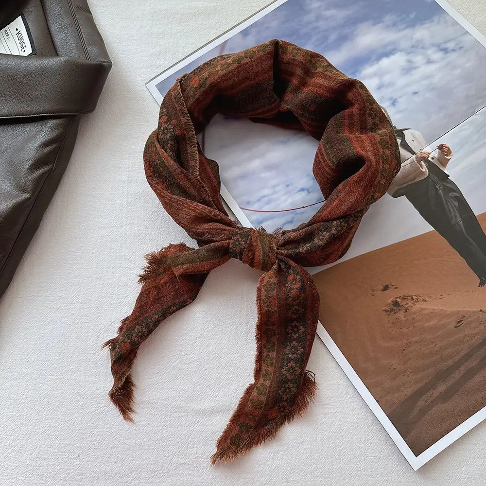 Vintage Bohemian Stacked Turban Scarf for Women Brown — feature 6