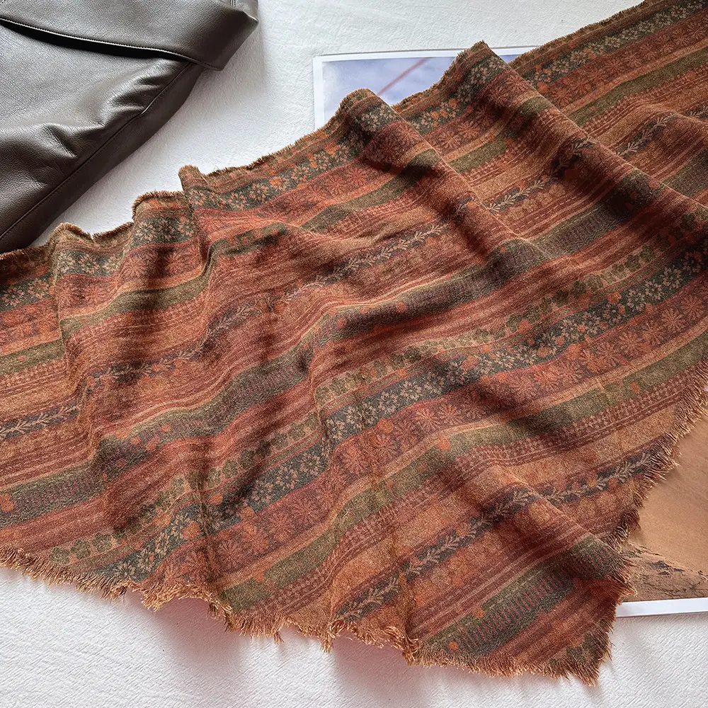 Vintage Bohemian Stacked Turban Scarf for Women Brown — feature 8