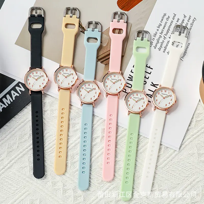 Special Watch for Examination Female Junior Senior high school Students Point Type Class Watch Time White Milk Tea Color with Youth Campus — feature 2