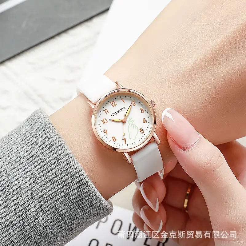 Special Watch for Examination Female Junior Senior high school Students Point Type Class Watch Time White Milk Tea Color with Youth Campus — feature 3