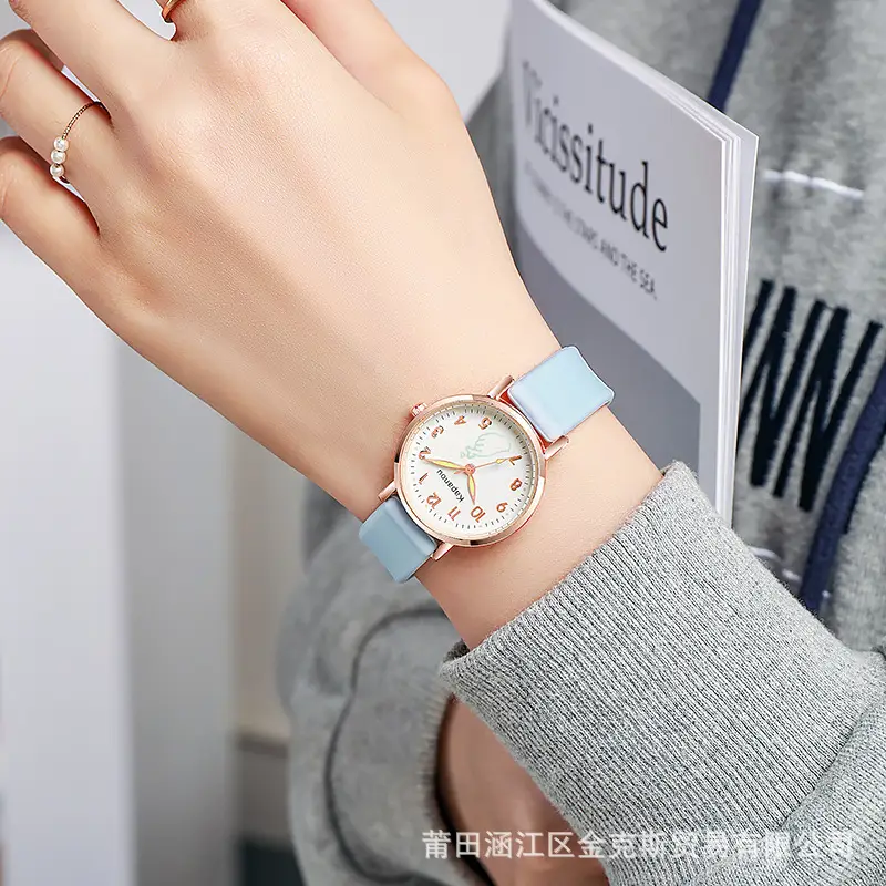 Special Watch for Examination Female Junior Senior high school Students Point Type Class Watch Time White Milk Tea Color with Youth Campus — feature 6