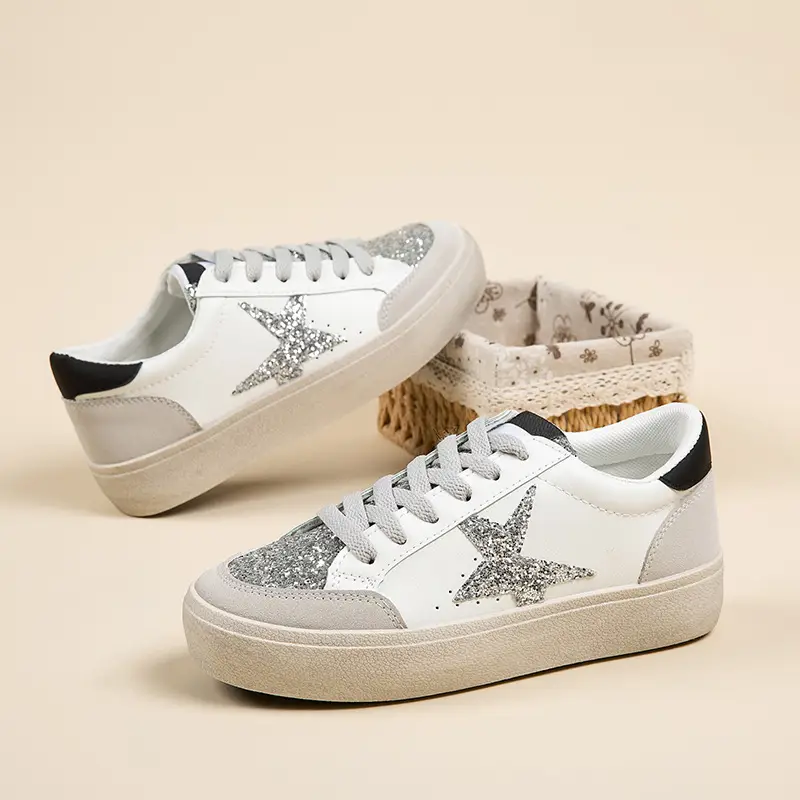 Women Leopard Print Casual Sneakers White Thick Sole