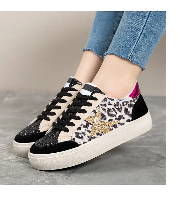 Women Leopard Print Casual Sneakers White Thick Sole — feature 12