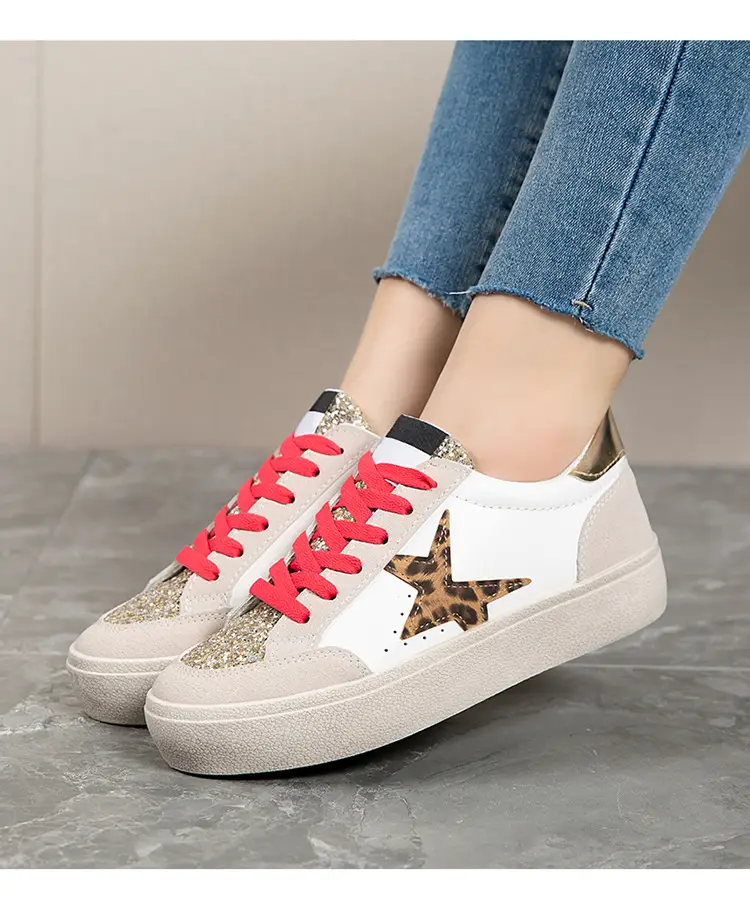 Women Leopard Print Casual Sneakers White Thick Sole — feature 14