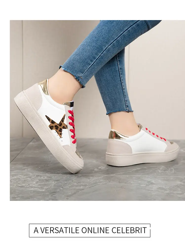 Women Leopard Print Casual Sneakers White Thick Sole — feature 15