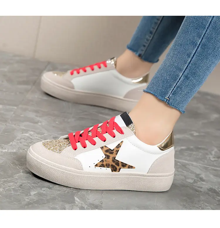 Women Leopard Print Casual Sneakers White Thick Sole — feature 16