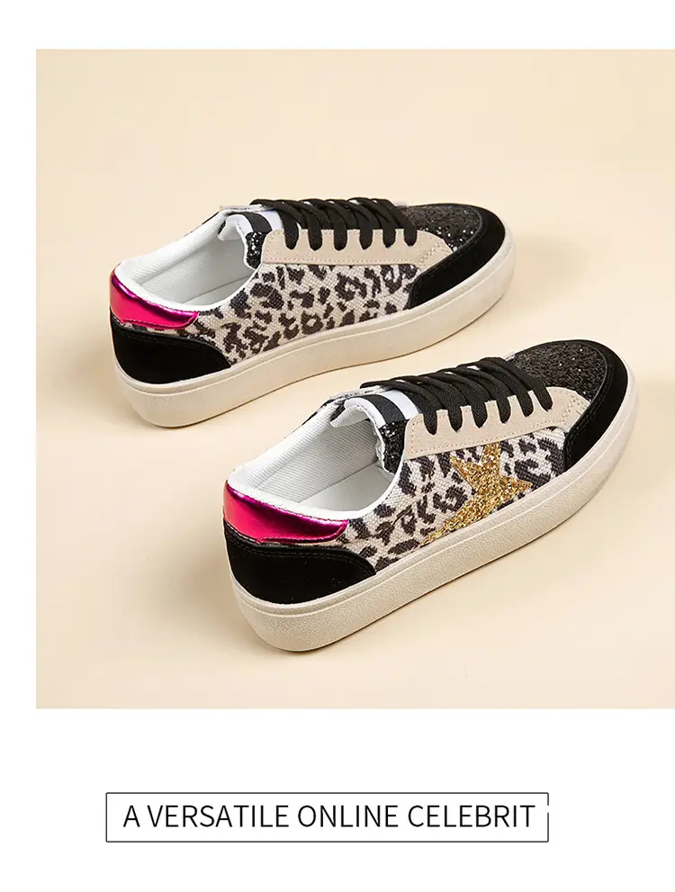 Women Leopard Print Casual Sneakers White Thick Sole — feature 21