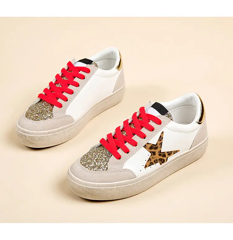 Women Leopard Print Casual Sneakers White Thick Sole — feature 22