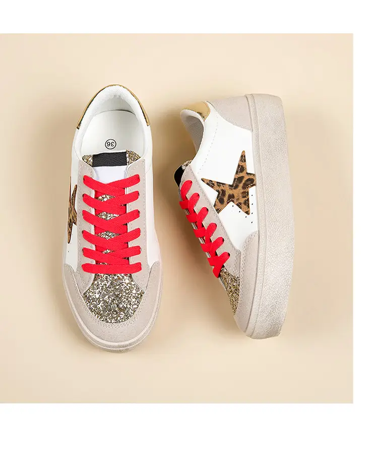 Women Leopard Print Casual Sneakers White Thick Sole — feature 24