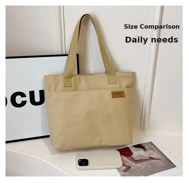 Canvas School Bag for Women Japanese Style Portable Shoulder Bag — feature 12