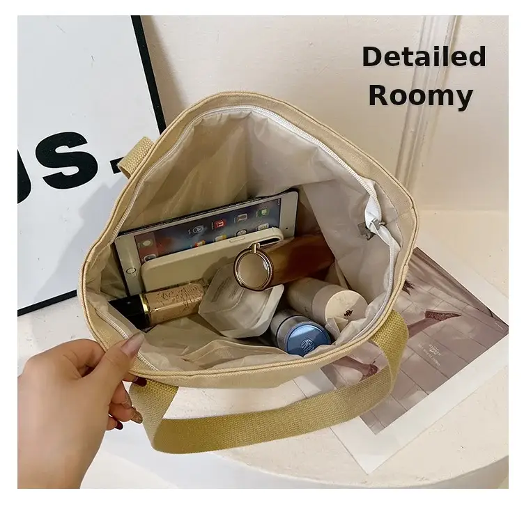 Canvas School Bag for Women Japanese Style Portable Shoulder Bag — feature 15