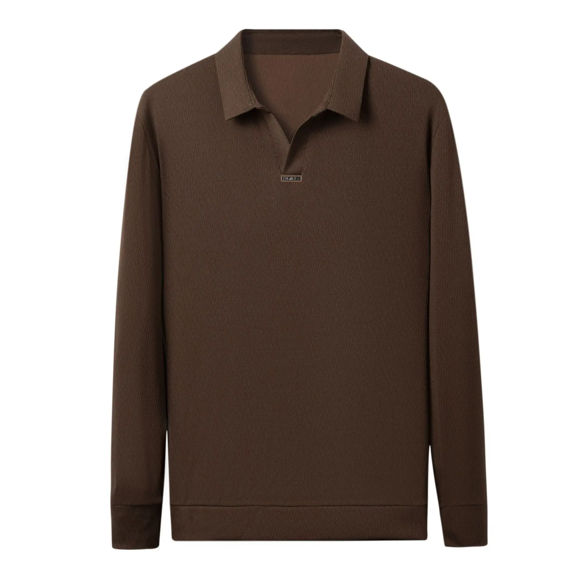 Men's Maroon Long Sleeve Polo Shirt Scissors Collar - Image 11