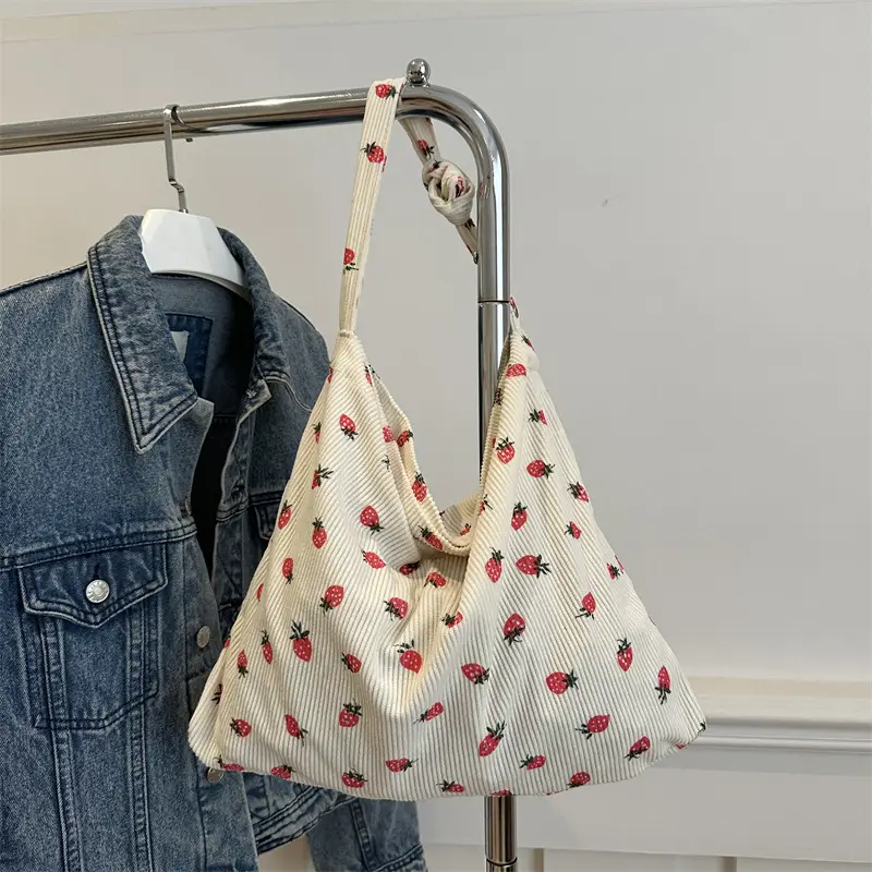 Pink Strawberry Print One Shoulder Handbag - Image 5