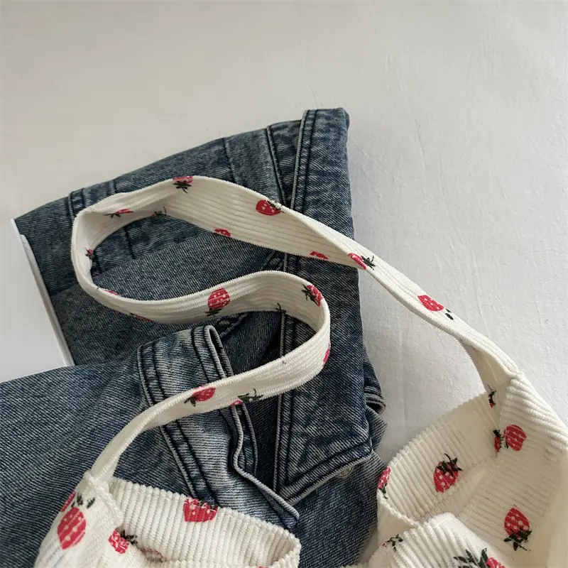 Pink Strawberry Print One Shoulder Handbag - Image 6