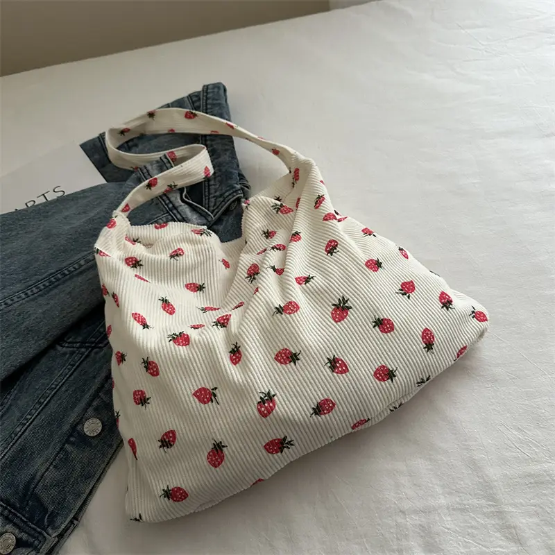 Pink Strawberry Print One Shoulder Handbag - Image 7