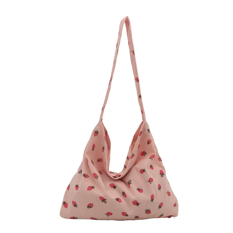 Pink Strawberry Print One Shoulder Handbag - Image 4