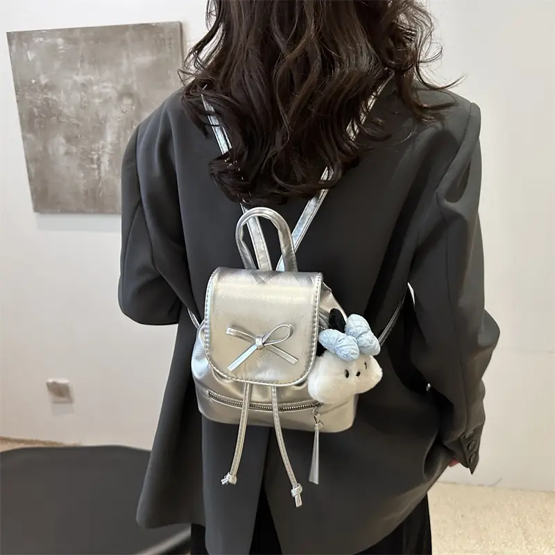 Silver Bow Shoulder Backpack for Women Autumn 2024 - Image 12