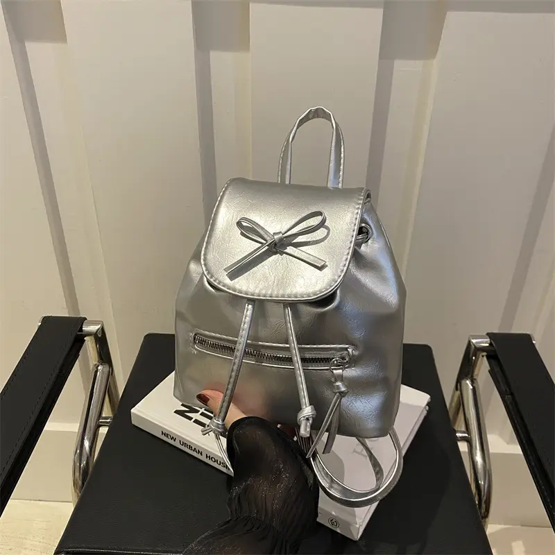 Silver Bow Shoulder Backpack for Women Autumn 2024 - Image 4