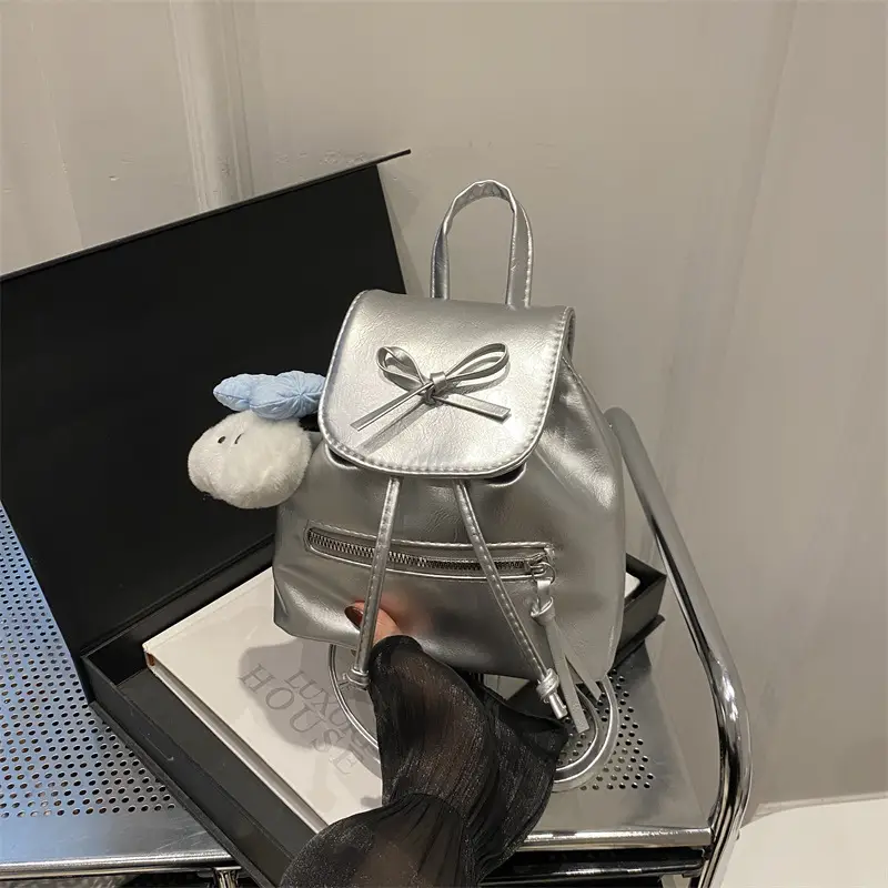 Silver Bow Shoulder Backpack for Women Autumn 2024 - Image 8