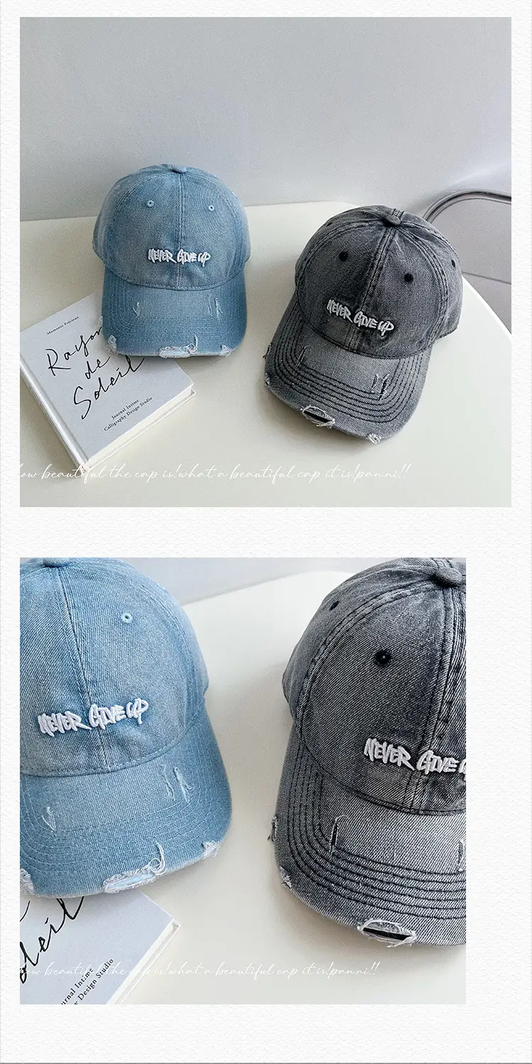 Three-Dimensional Embroidered Denim Cap Women's Washed Vintage Cool Korean Cap for Men — feature 27