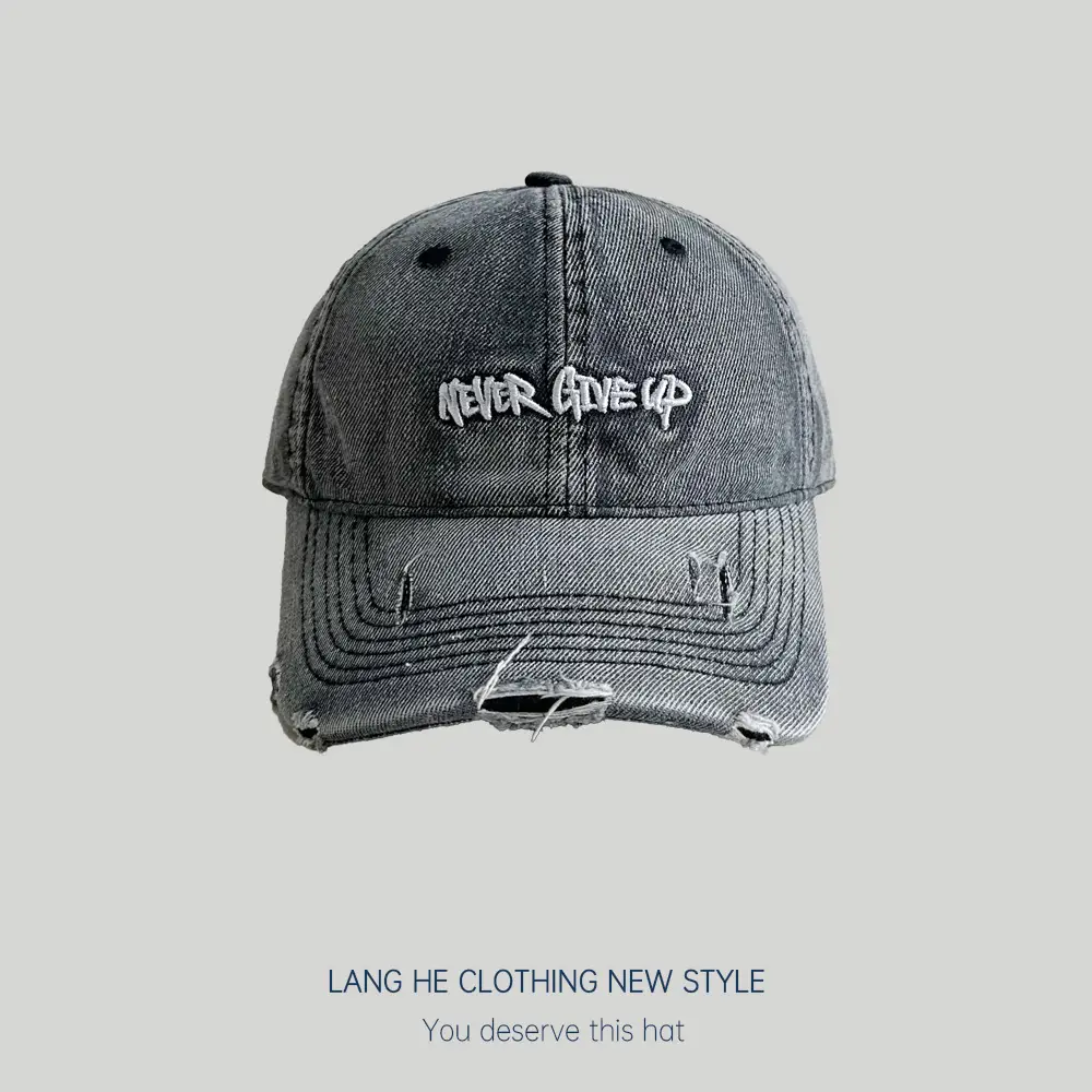Three-Dimensional Embroidered Denim Cap Women's Washed Vintage Cool Korean Cap for Men - Image 2