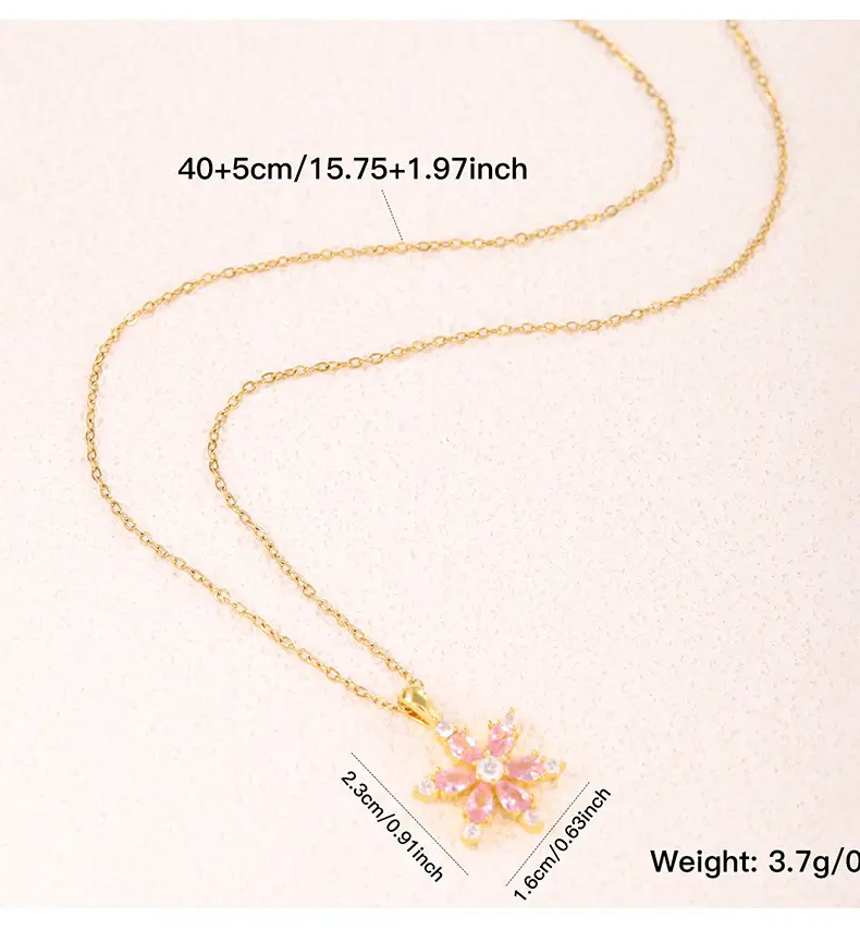 Cross-Cheek Zircon Flower Necklace Set β feature 2